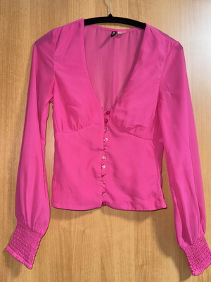 H&M semi-transparent blouse, pink, size XXS