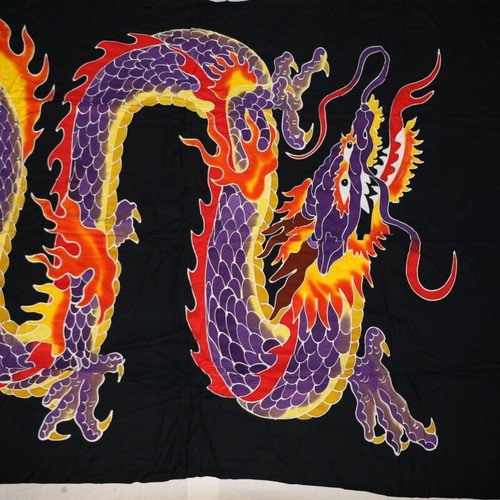 Batik Painting on Cotton Silk Blend Fabric New, The Friendly Wise Dragon