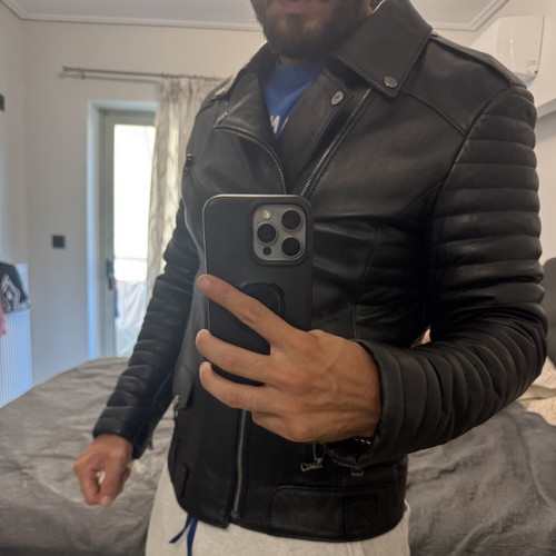 Leather jacket Biker like new, original, black, sizes M and L