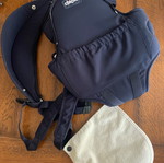 Chicco baby carrier like new, dark blue with bib and canopy