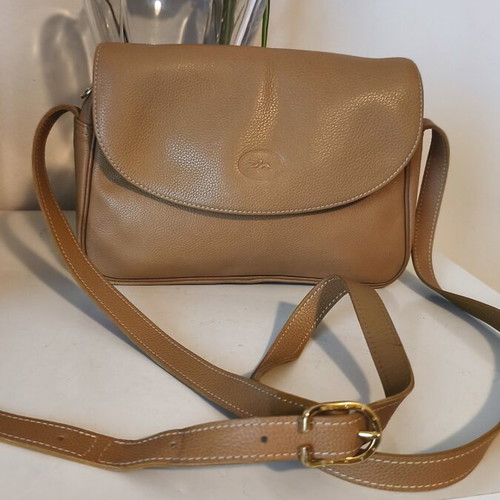 Longchamp crossbody bag used, dark beige pecan leather