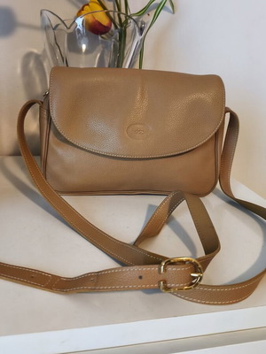 Longchamp crossbody bag used, dark beige pecan leather