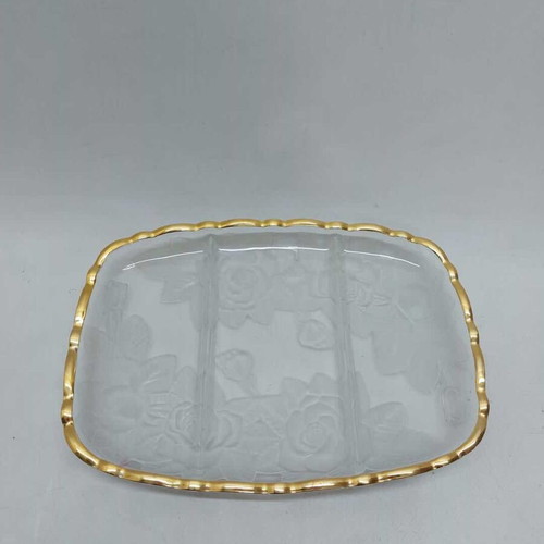 Vintage rectangular crystal nut tray Soga Glass Japan used