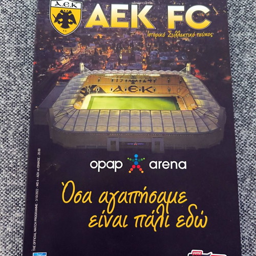 Opap Arena Match Programme AEK FC Collectible Issue New Filadelfia