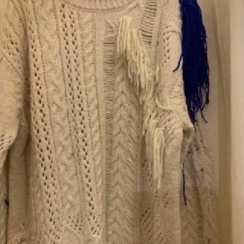 Wool dress one size like new, white and beige