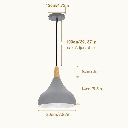 Modern grey ceiling light with wooden detail