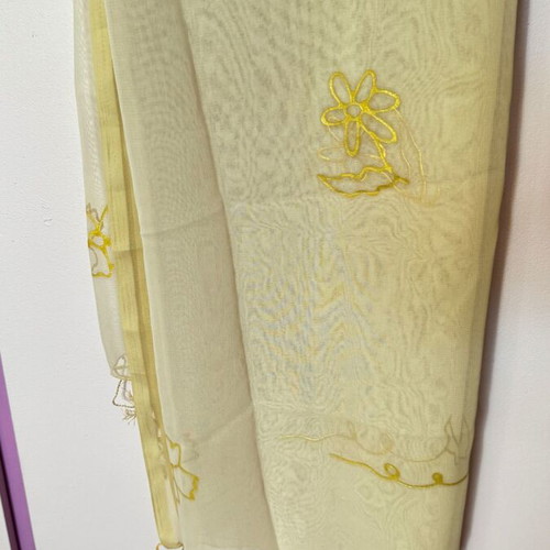 Semi-transparent scarf like new, beige and gold