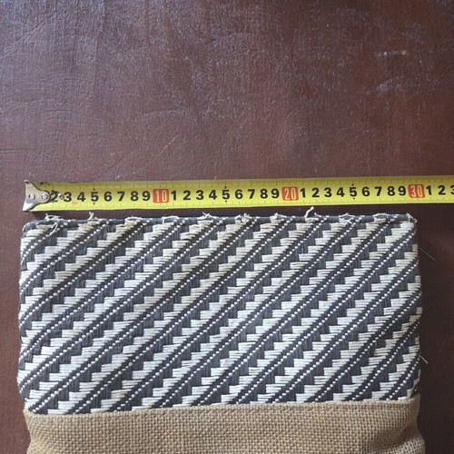 Straw bag used, tricolor, black and beige