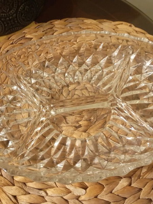 Голяма поднос като нов, дебело стъкло винтидж 28x22