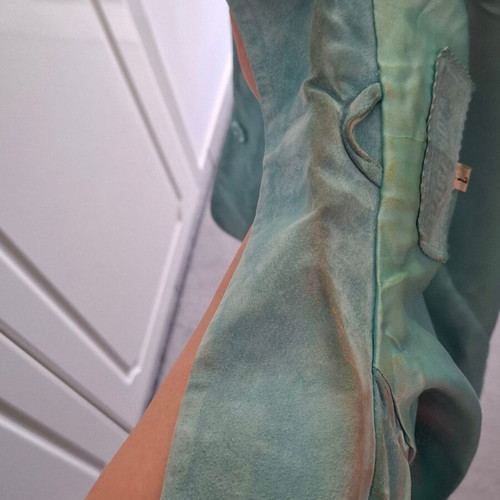 Vintage Genuine Leather Jacket Paranoia used, turquoise mint, size L