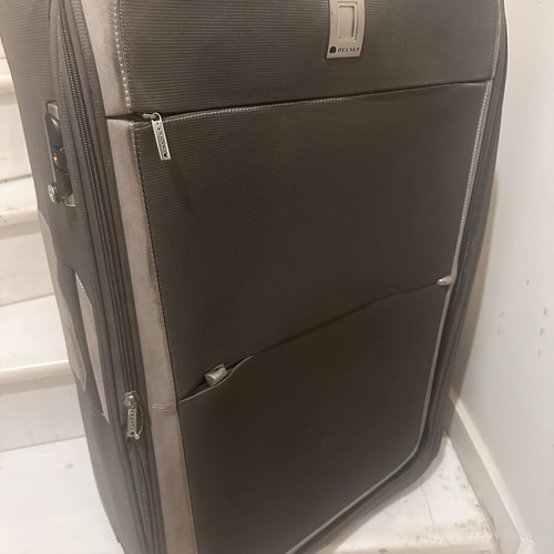 Delsey large travel suitcase like new, fabric with velour details