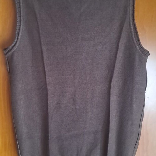 Staff cotton sleeveless vest, grey-brown