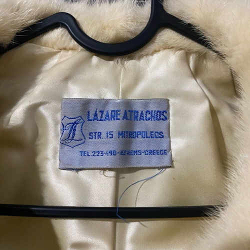 Vintage fur used with defects, beige, 3/4 sleeves