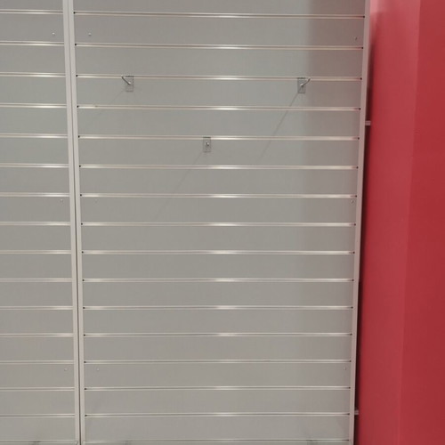 Slat melamine panel with 12 cm pitch, 120x240 cm height, aluminum frame like new