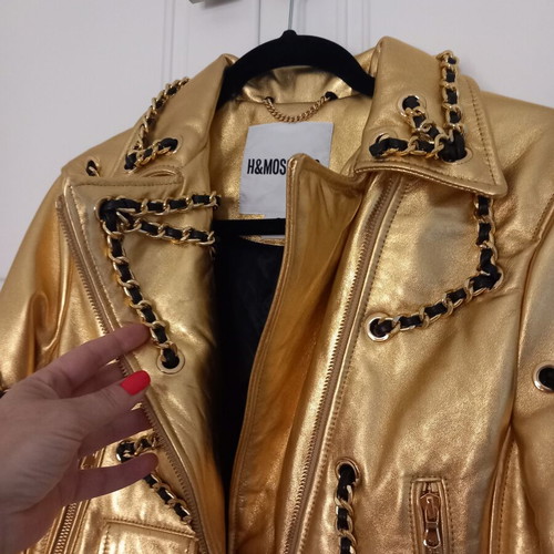 H&MOSCHINO Rock Jacket genuine leather like new, gold