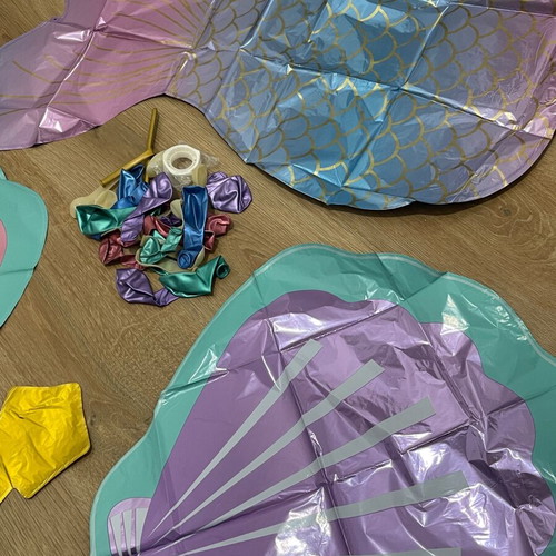 Mermaid party theme set new with cake decorations, 10 hats, 12 candy boxes, 3 candle boxes