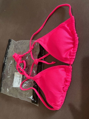 Women's ribbed bikini top new, size S, fuchsia triangle with lining Olympic Stores