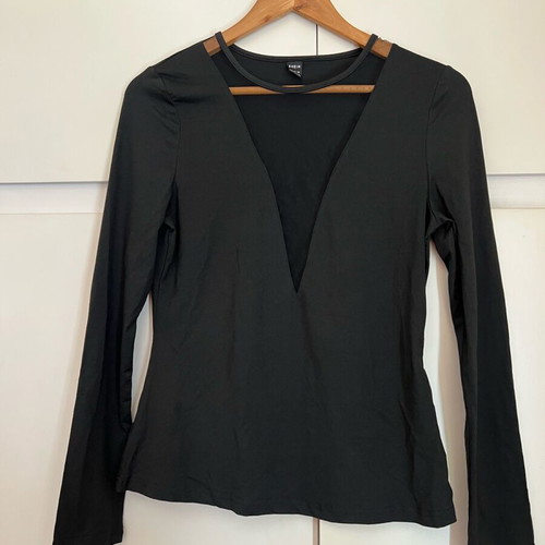 Shein black long-sleeve blouse like new with transparent design