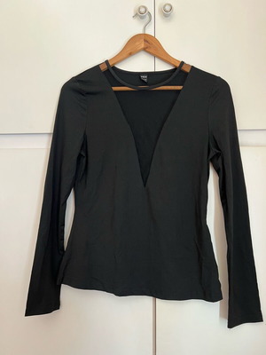 Shein black long-sleeve blouse like new with transparent design