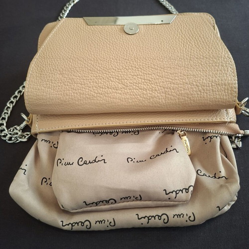 Pierre Cardin genuine leather crossbody bag, beige