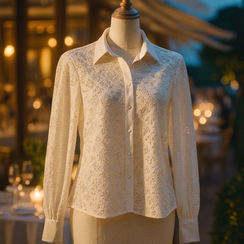 White lace long-sleeve shirt