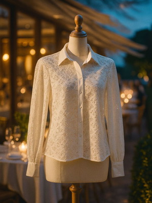 White lace long-sleeve shirt