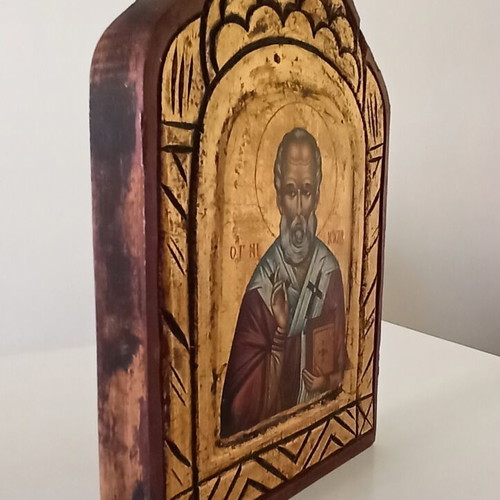 Handmade icon of Saint Nicholas like new, Byzantine art