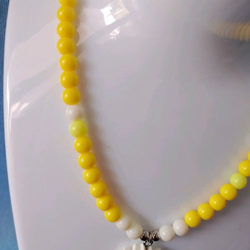 Beaded necklace yellow for spring and summer, new