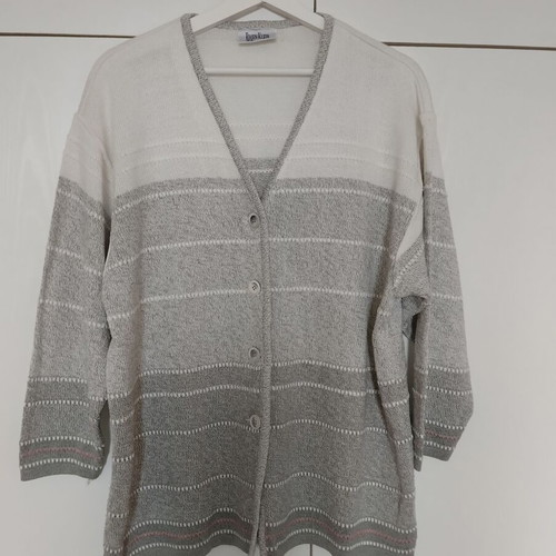 Eugen Klein knitted cardigan used, plus size, white gray