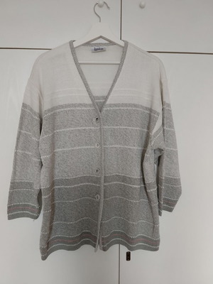 Eugen Klein knitted cardigan used, plus size, white gray