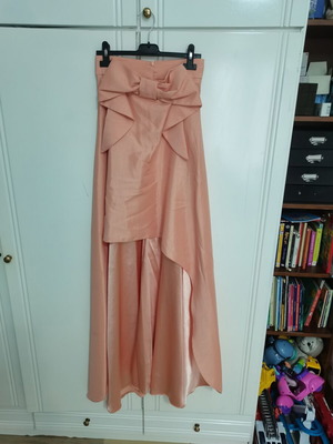 Grama asymmetrical skirt used pink with bow, size L
