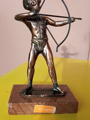 Achilles the Warrior in Copper, 19 cm Height, Marble Base, Like New