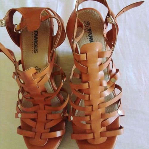 Platform sandals size 39 used, beige, 12 cm heel