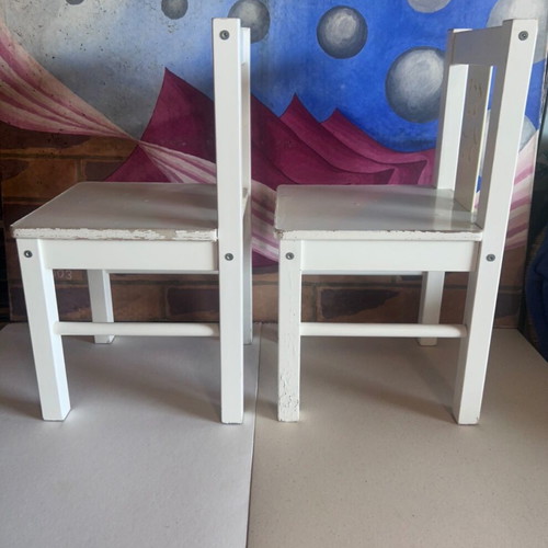 IKEA children's wooden chairs set of 2 used, white