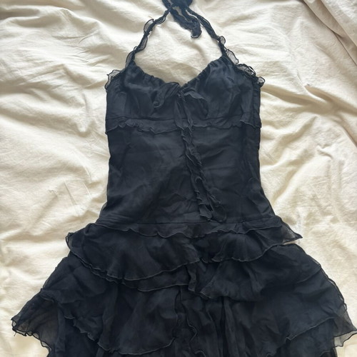 BSB Vintage Goth Dress silk halter top like new, black, made in Greece
