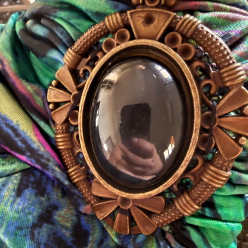 Dress long strapless with peacock feather print, like new