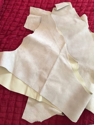 Кожени остатъци употребявани, 4 броя сиви бежови за занаяти