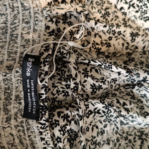 Bershka Halter Mini Dress XS New, Floral Black and White