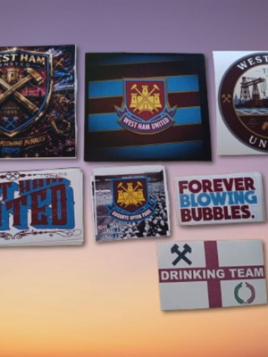 West Ham football stickers used, pack of 8