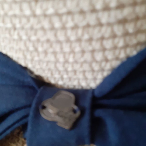 Karfil Straw Hat like new, beige with dark blue bow, size L