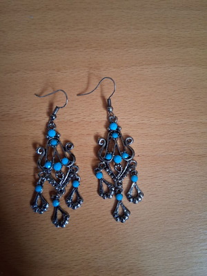 Long metal earrings with turquoise details new