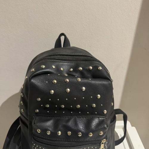 Women's backpack with decorative studs, 2 side pockets, large interior