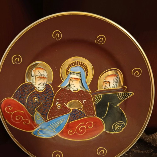 Japanese hand-painted porcelain set of 3 pieces