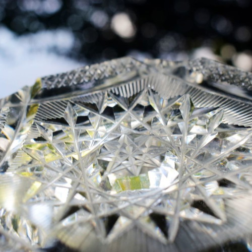 Bohemian Crystal Ashtray used, heavy handmade for cigars