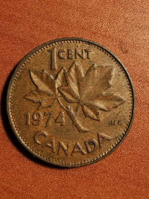 Canada 1 cent coin 1974