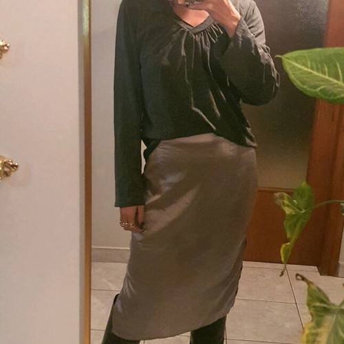 Satin midi skirt Zara new, silver-grey, size L