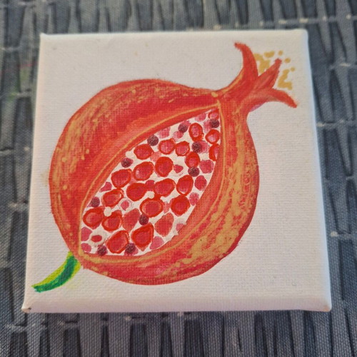 Christmas small decorative frame with pomegranate theme handmade like new