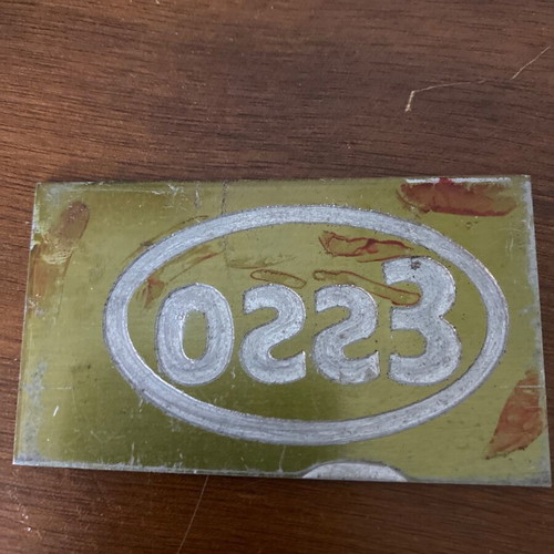 ESSO metal printing plate used, embossed