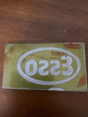 ESSO metal printing plate used, embossed