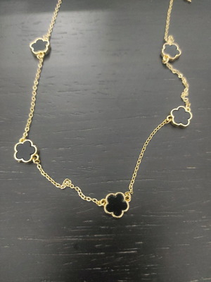 Women's gold necklace with black stones 8k classic value, like new